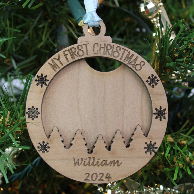 Baby's First Christmas Personalized Picture Ornament - Boy or Girl | Elite Engraving Works