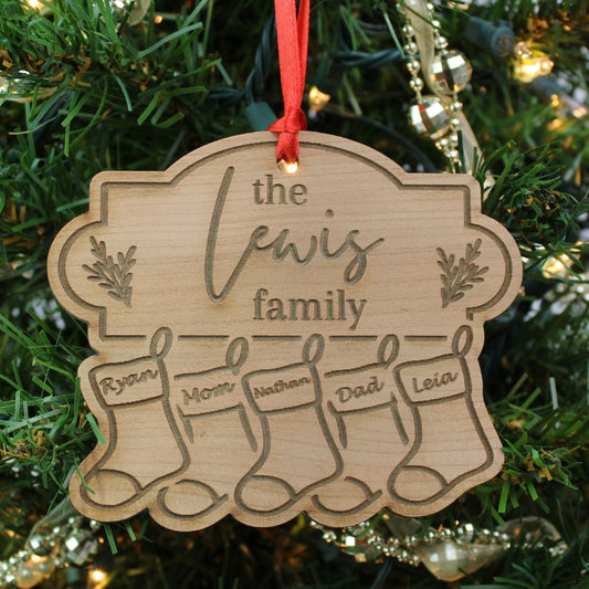 Personalized Family Name Stocking Ornament | Elite Engraving Works