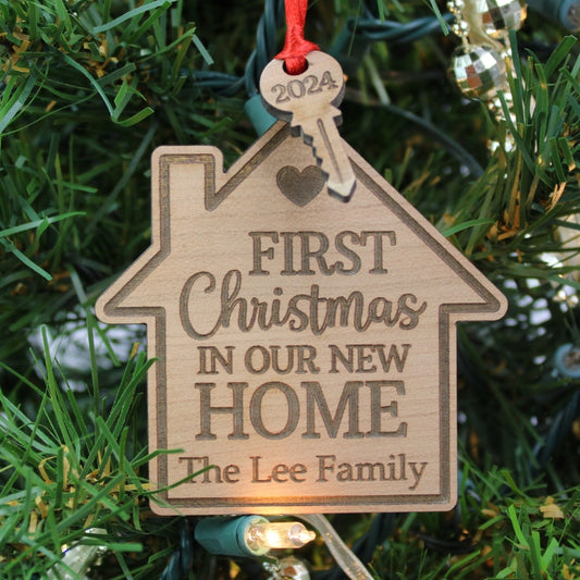 First Christmas in New Home Wood Ornament | Elite Engraving Works