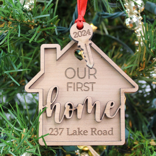 Our First Home Wood Ornament | Elite Engraving Works